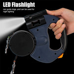 Built-in flashlight on a dual retractable leash handle