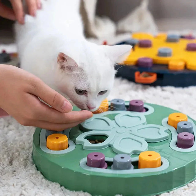 Pet enrichment puzzle toy with food compartments
