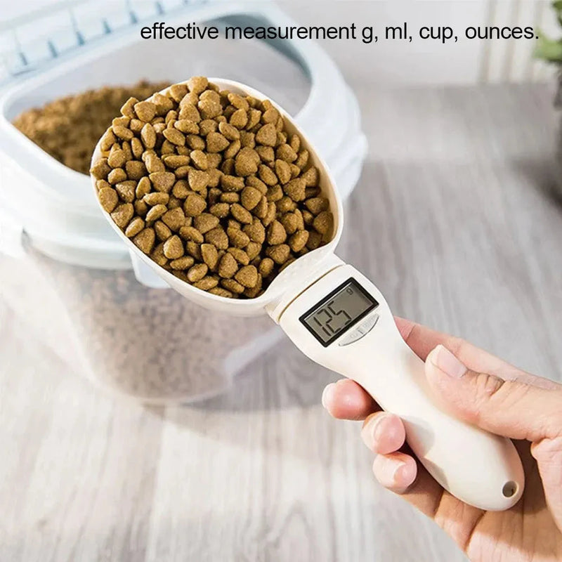 digital measuring scoop with pet food
