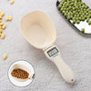pet food measuring spoon with built-in scale