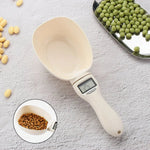 pet food measuring spoon with built-in scale