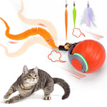 Orange interactive cat ball with tail attachments